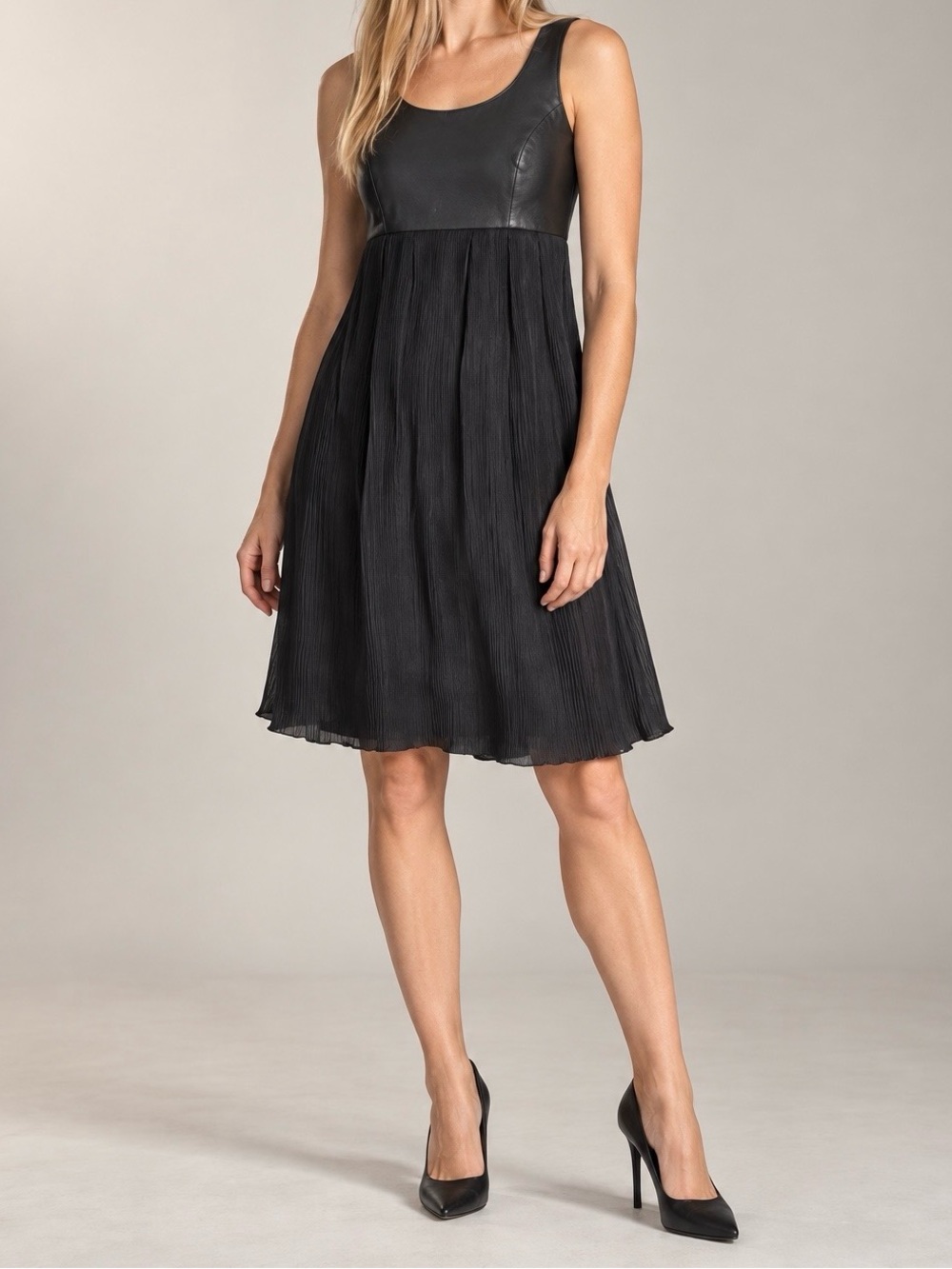 JUDE Montreal Black Leather & 100% Silk Dress – Size S